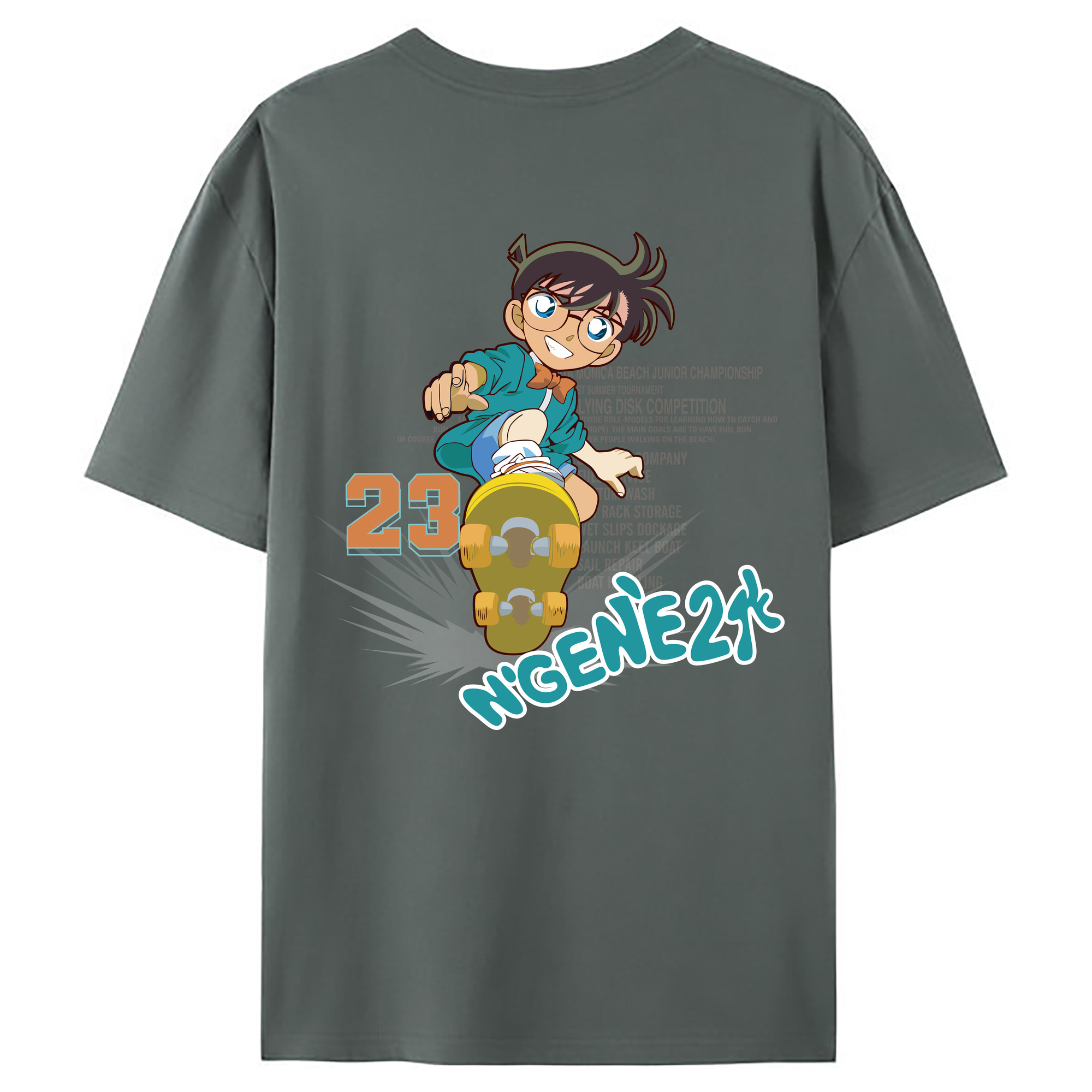 （画像用） 名探偵コナン 江戸川 コナン Detective Conan Conan Edogawa 綿100％ メンズ半袖Tシャツ（バックプリント） 通気性